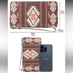 Aztec Pattern wallet Wristlet - Brown